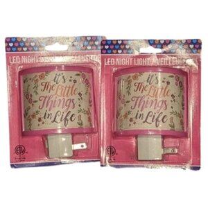 Bundle of 2 Night Lights Kids 120 Volt LED Night Lights Pink "It's the Little Th